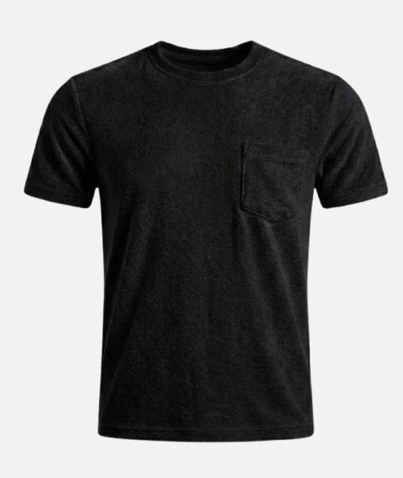 Retro Washed Pocket 3D Digital Print All-Match Crew Neck Short-Sleeve T-Shirt