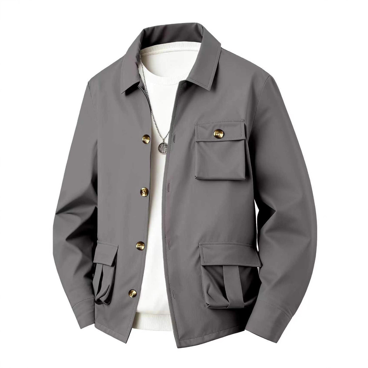 Solid Color Multi Pocket Workwear Waterproof Jacket