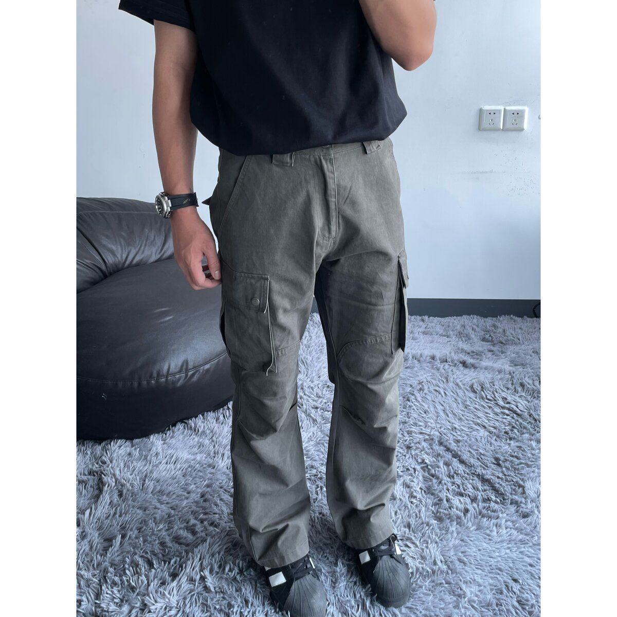 Mens Denim Loose-Fit Slimming Casual Trousers