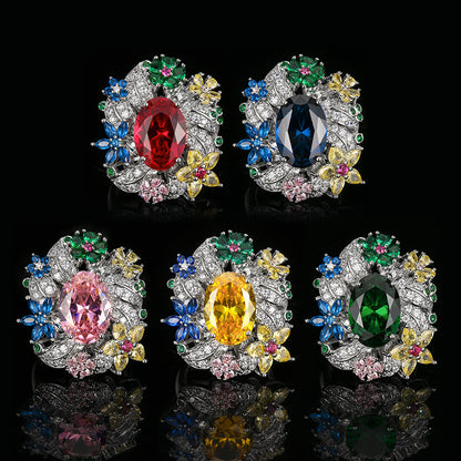 Luxury Vintage Open Ring With Shimmering Peacock Green Gemstone, Elegant Light Luxury Jewelry For Women