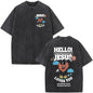 Fashionable Retro Cross Washed Short-Sleeve