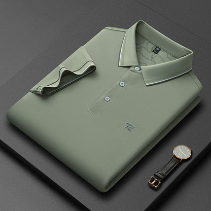 Men's Short-sleeve Lapel Solid-color Top