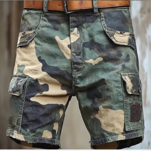 Printed retro casual short pants for men  no waistband