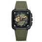 Neutral Square Calendar Multi-Function Six-Hand Quartz Mens Watch