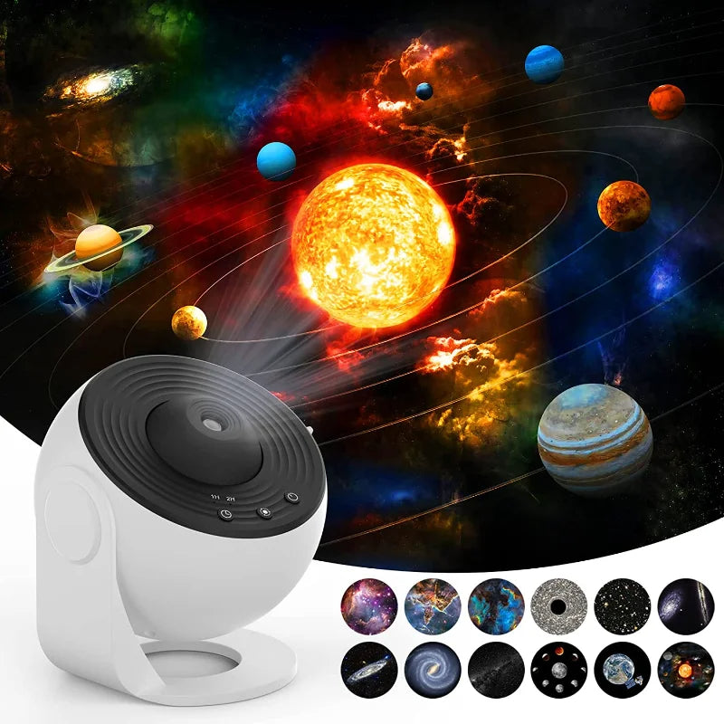 Projecteur de galaxie et veilleuse étoilée : lampe de planétarium avec rotation à 360°, idéale pour chambre d'enfant, cadeau de Saint-Valentin ou décoration de mariage.