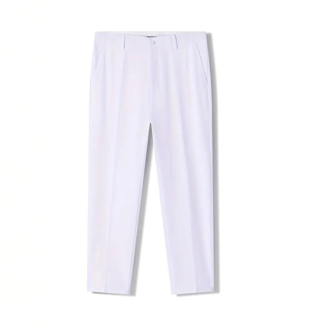 Men's Solid-Colored Slim-Fit Business Trousers