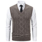 Men's V-Neck Slim-Fit Jacquard Pullover Vest