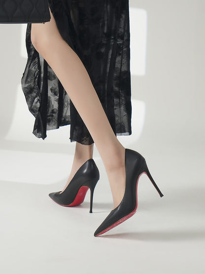 Escarpins en cuir de mouton à bout pointu pour femme, collection printemps.