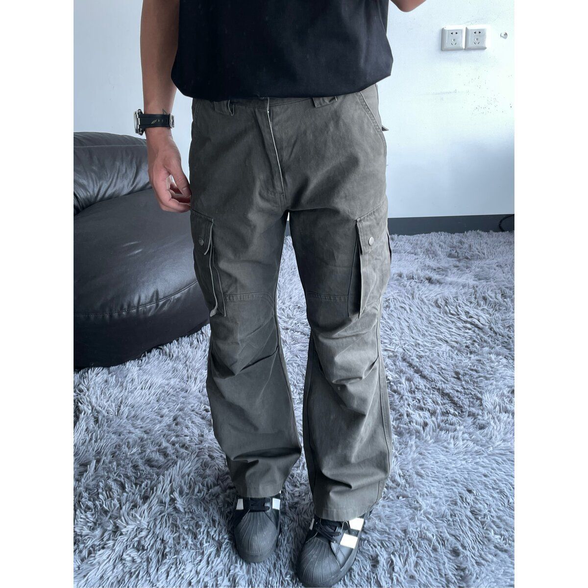 Mens Denim Loose-Fit Slimming Casual Trousers