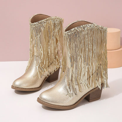 BOTTES MI-MOLLET À FRANGES POUR ENFANTS