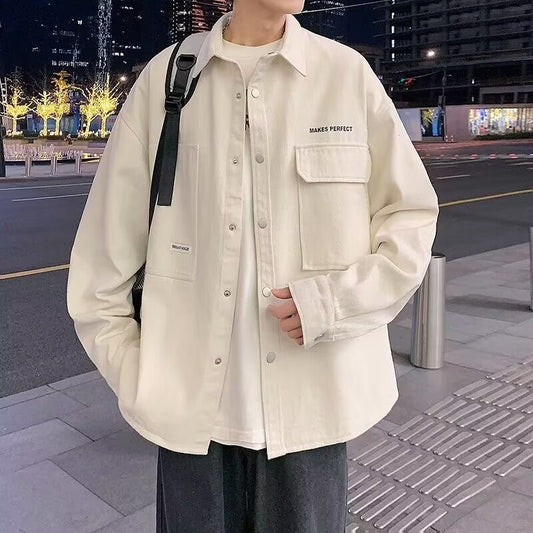 Retro Corduroy Long-Sleeve Shirt Men's Autumn Japanese Style