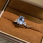 Firework Cut Simulated Moissanite Ring For Women, Light Luxury Niche Design Simulated Diamond Engagement Ring
