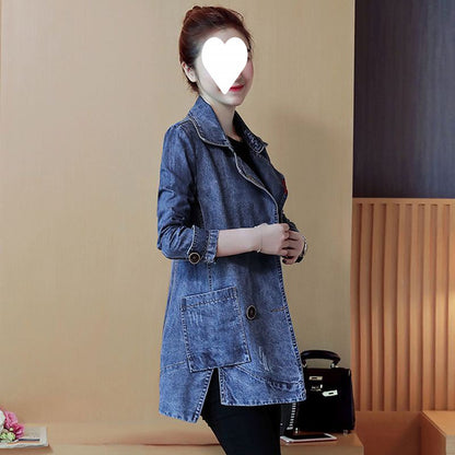 New Stylish Minimalist Denim Jacket Womens Blazer-Style Jacket With A Suit Collar