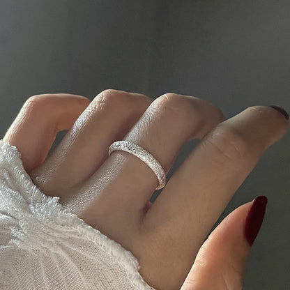 S925 Sterling Silver Starry Shimmer Ring For Women, INS Cool Style, Sparkling Sand & Glittering Texture Index Finger Ring