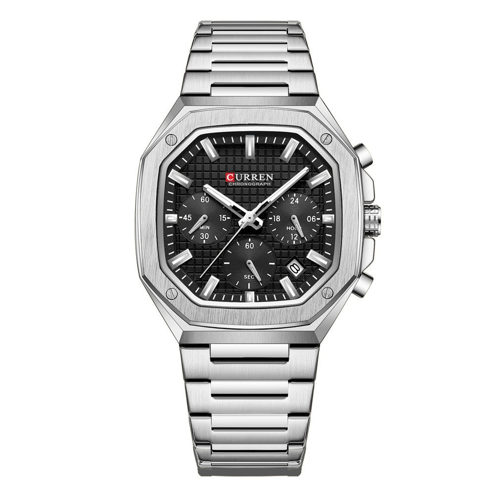 Unisex Small Dial Six-Hand Multi-Function Waterproof Calendar Couples Watch For Men