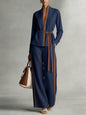Ensemble cardigan à col mandarin et pantalon large pour femme