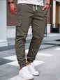 Mens Solid-color Work Pants With Drawstring Elastic Cuffs