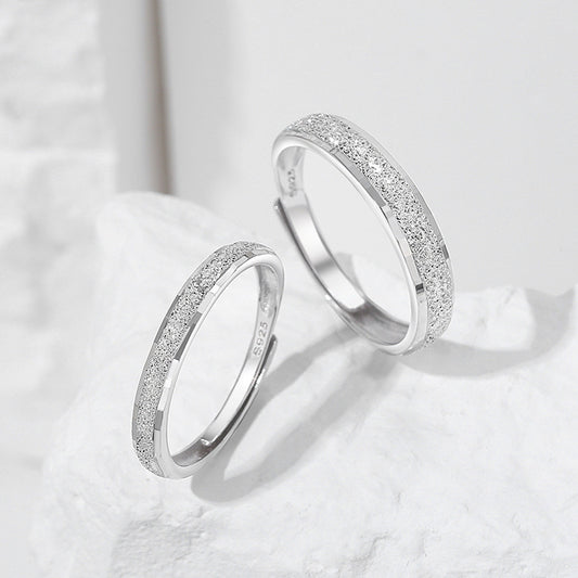 S925 Sterling Silver With You Plain Band Couple Rings, Niche Design Pair Rings, Minimalist Light Luxury & Versatile, Ideal For Gift