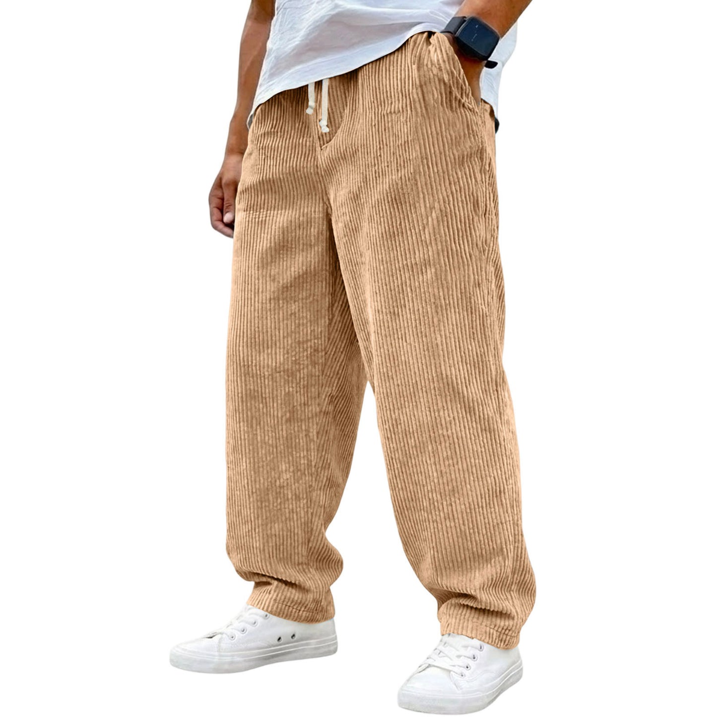 Retro Corduroy Stretch Waist Drawstring Pants