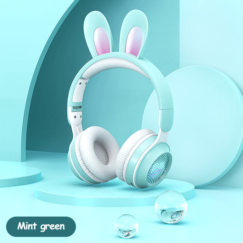 Casque sans fil avec oreilles de lapin : lumineux, extensible et avec micro intégré.