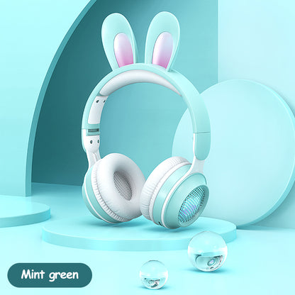 Casque sans fil avec oreilles de lapin : lumineux, extensible et avec micro intégré.