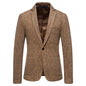 Simple Mens Fashionable Business-Casual Korean-Style Striped Wool Blazer