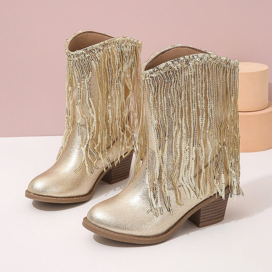 BOTTES MI-MOLLET À FRANGES POUR ENFANTS