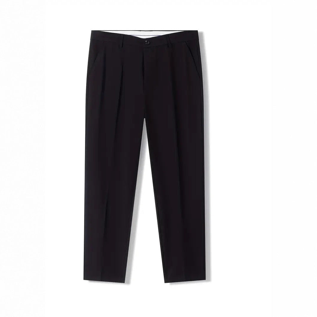 Men's Solid-Colored Slim-Fit Business Trousers