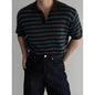 Men's Striped Short-Sleeve Knitted Casual Shirt
