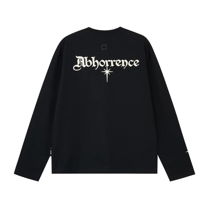 T-shirt à manches longues pour homme de style haut de gamme américain avec broderie lettrage.
