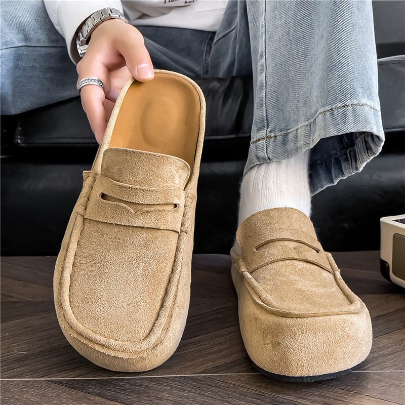 Mules décontractées en daim rétro et confortables, à la mode.