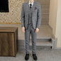 Men's Slim-fit Plaid Men's Three-piece Suit