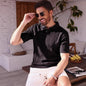 Textured Mens Dark Green Knitted Polo Shirt With A Premium Feel