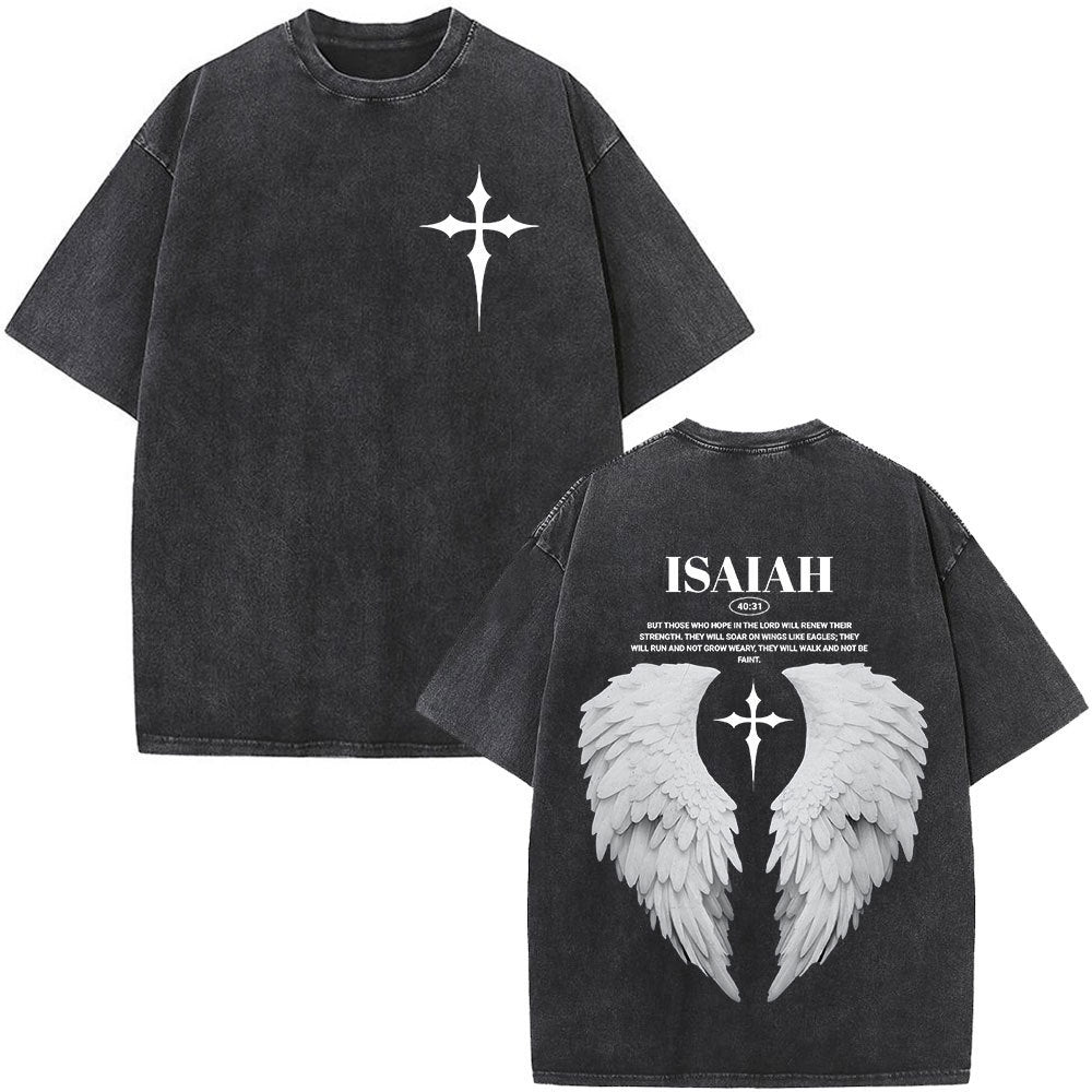 Fashionable Retro Cross Washed Short-Sleeve