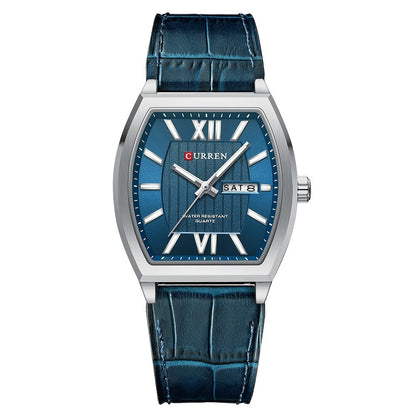 Dual-calendar Casual Leather Wristwatch Couples Watch