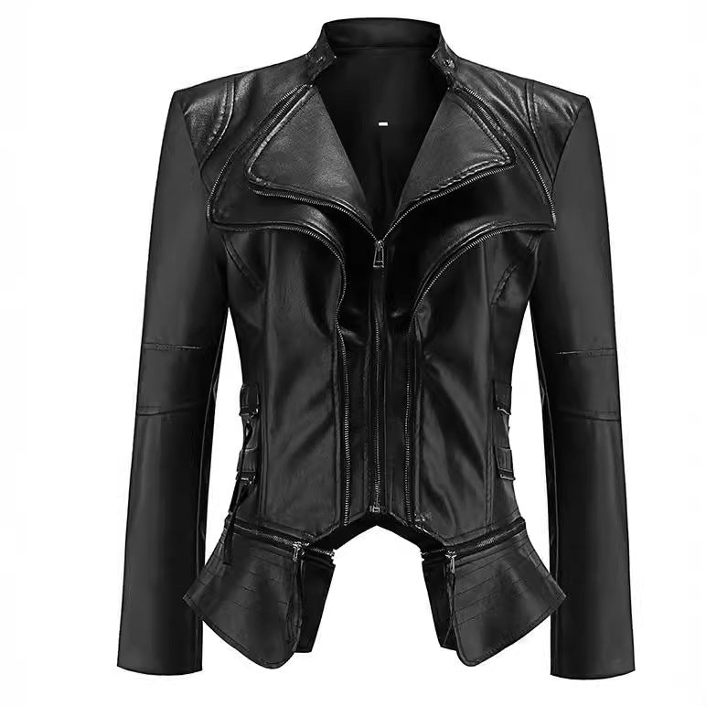 Veste "Onyx Rider" Simili Cuir & Design Patchwork