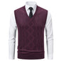 Men's V-Neck Slim-Fit Jacquard Pullover Vest