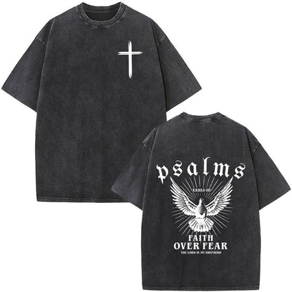 Fashionable Retro Cross Washed Short-Sleeve