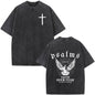 Fashionable Retro Cross Washed Short-Sleeve
