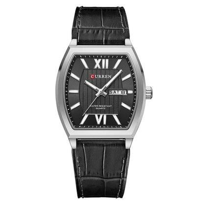Dual-calendar Casual Leather Wristwatch Couples Watch