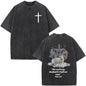 Fashionable Retro Cross Washed Short-Sleeve