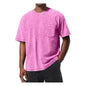 Retro Washed Pocket 3D Digital Print All-Match Crew Neck Short-Sleeve T-Shirt