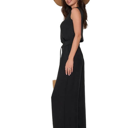 Ensemble pantalon large sans manches pour femme