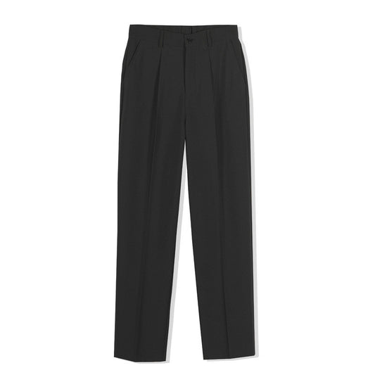 Loose-fit Casual Mens Straight-leg Suit Pants
