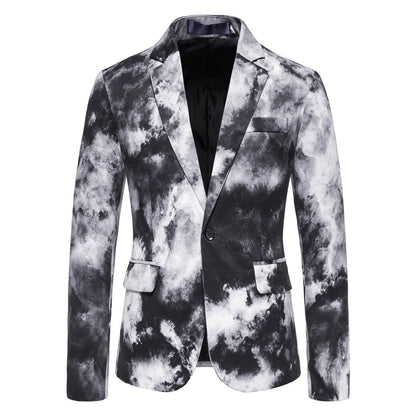 Veste de costume décontractée boutonnée à imprimé pour homme.