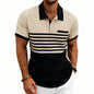 Men's Casual Waffle-Stripe Short-Sleeve Polo Shirt