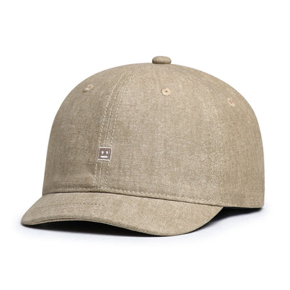 Solid-color Embroidered Robot Smiling Face Short Brim Adjustable Soft-top Simple And Versatile Style Baseball Cap For Daily Use During Travel Or Outings