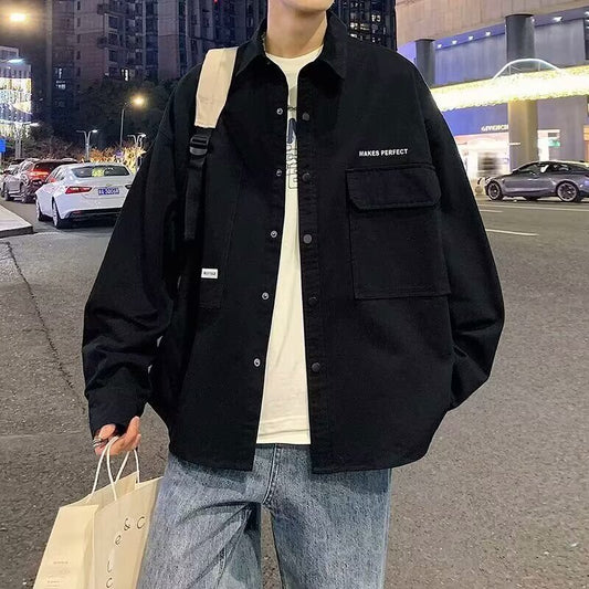 Retro Corduroy Long-Sleeve Shirt Men's Autumn Japanese Style
