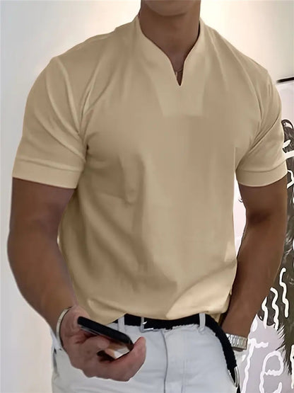 Men's Athletic T-Shirt Elastic Cotton Short-Sleeve Summer