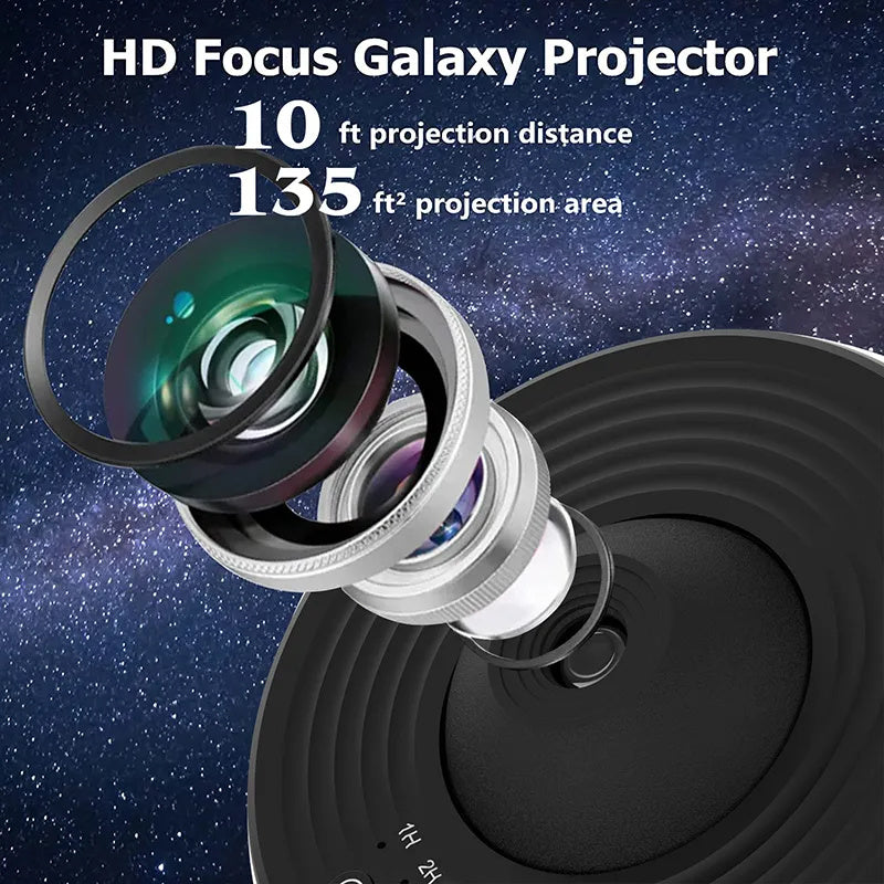 Projecteur de galaxie et veilleuse étoilée : lampe de planétarium avec rotation à 360°, idéale pour chambre d'enfant, cadeau de Saint-Valentin ou décoration de mariage.